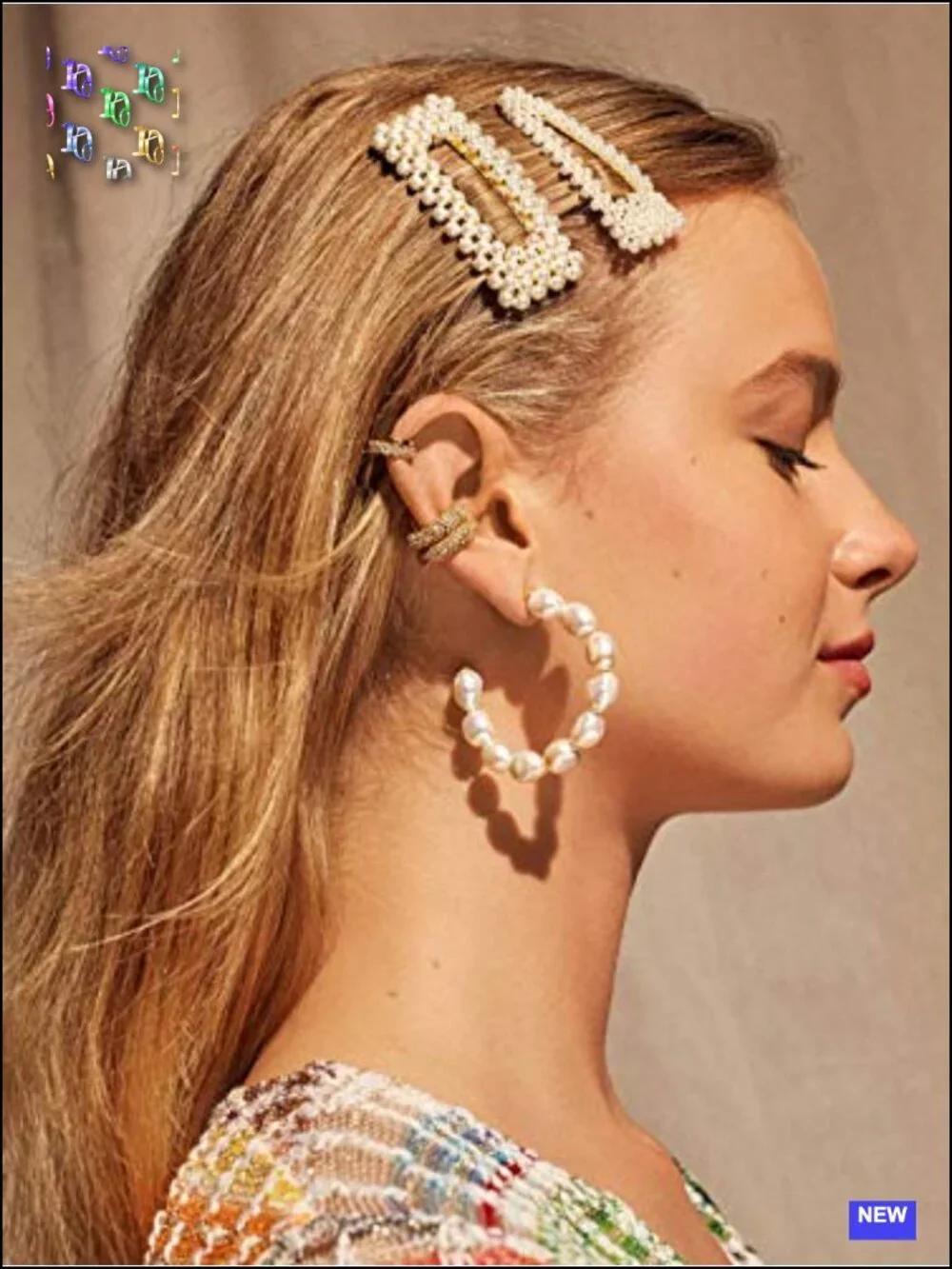 Pearl Snap Hair Clips Gold Alligator Barrettes Women